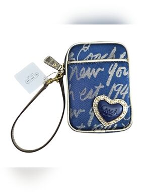 NWT Coach Poppy Script Heart Mini Pouch Wristlet F61019 RARE Y2K collectible
